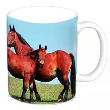 Les Trsors De Lily [A2023] - Кружка керамическая Passion Horses коричнево-голубая - 9. 5x8см