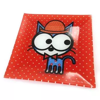 Les Trsors De Lily [N5694] - Стеклянная чаша Lolita Dog and Cat красная - 20x20 см.