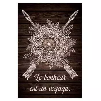 Les Trsors De Lily [P0291] - Холст Boho коричневый венге (Счастье - это путешествие) - 34x23 см. коричневый