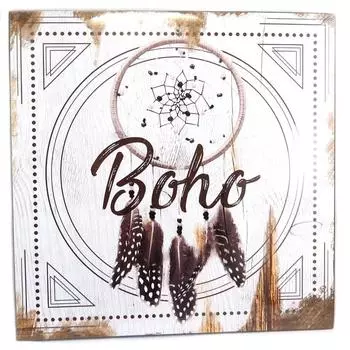 Les Trsors De Lily [P8773] - Деревянная рама Boho серо-бежевый коричневый (Ловец снов) - 30x30 см. коричневый