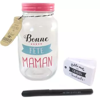Les Trsors De Lily [Q0337] - Копилка с надписями Bonne Fte Maman стакан (каменная банка) - 17. 5x10 см