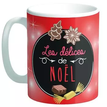 Les Trsors De Lily [Q3352] - Керамическая кружка Les Delices de Nol красная (Сделано во Франции) - высота 9,5 см, диаметр 8 см красный