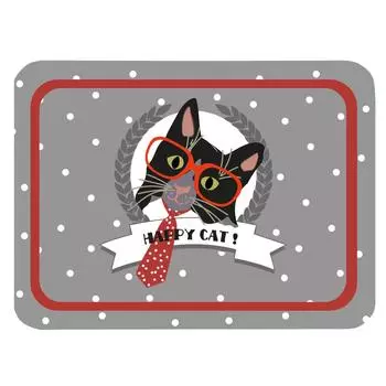 Les Trsors De Lily [Q3777] - Серый металлический поднос Happy Cat (галстук) - 35x25 см серый