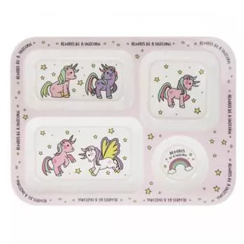 Les Trsors De Lily [Q6454] - Детский поднос для еды из меламина Unicorn My Unicorn розовый белый - 30. 5x23 см