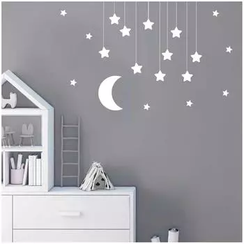Les Trsors De Lily [Q8274] - Лист наклеек Moon Stars белый - 20x70 см белый