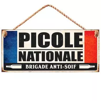 Les Trsors De Lily [R0861] - Металлическая табличка Messages сине-бело-красная (Picole Nationale - бригада против жажды) - 30x13 см