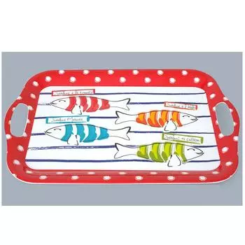 Les Trsors De Lily [R6583] - Большой меламиновый поднос Fish - The Sea разноцветный красный - 41x28 см красный
