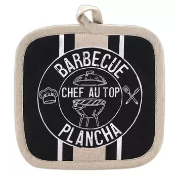 Les Trsors De Lily [R6599] - Прихватка для посуды Barbecue Plancha хлопковая, черно-бежевая (босс наверху) - 20х20см