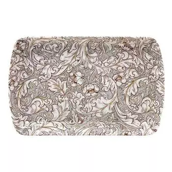 Les Trsors De Lily [R6693] - Маленький меламиновый поднос William Morris Collection серо-бежевый (Кнопка бакалавриата) - 23x15см