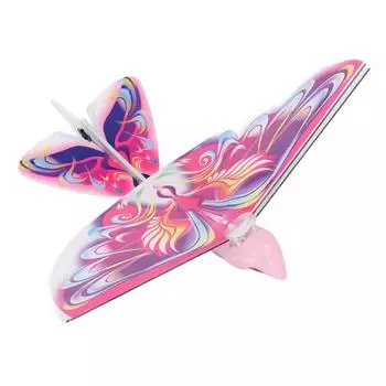 Летающая игрушка птица на радиоуправлении 2,4 ГГц USB зарядка светодиодная бионическая машущая крыльями птица для помещений и улицы розовый