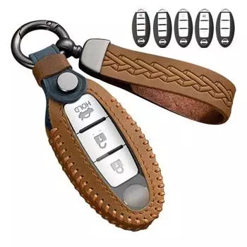 LETINGFAR Key Case for Nissan Smart Key Case Key Cover 3/4 Buttons Genuine Leather Designed for Nissan NISSAN Acrylic Key Cover Suitable for Serena/X-