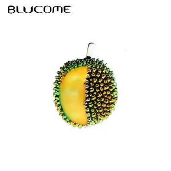 Летние булавки для воротника из дуриана Blucome, эмалированные броши для женщин и мужчин, булавки для хиджиаба зелёный