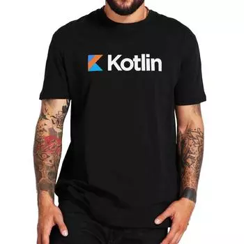 Летние футболки унисекс Футболка Kotlin Забавный код Программист Подарок компьютерщика Ретро с коротким рукавом Негабаритная повседневная хлопковая футболка с круглым вырезом Размер ЕС
