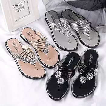 Летние легкие женские повседневные шлепанцы на плоской подошве Size 36 чёрный