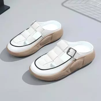 Летние новые женские тапочки Baotou Half Slips на платформе 2024, дышащие полые повседневные тапочки Sandalias Mujer 35