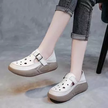 Летние сандалии Baotou Hollow Thick Bottom для женщин 35 зелёный