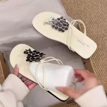 Летние шлепанцы, модные женские туфли на плоской подошве с застежкой-молнией, удобные шлепанцы, повседневные гладиаторские туфли для отдыха на открытом воздухе 35 серебряный