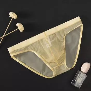 Летние трусы Nude Feel с низкой талией, сексуальные, дышащие, сетчатые, тонкие, прозрачные, для молодых мужчин, нижнее белье M белый