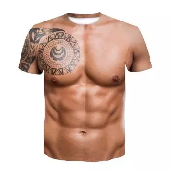Летние забавные футболки с принтом Muscle для мужчин, модные, индивидуальные, в стиле хип-хоп, с 3D-принтом, с круглым вырезом и коротким рукавом, футболки, топы S