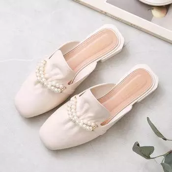 Летние женские сандалии для отдыха One Step Outward Wearing Single Shoes Lazy Headband Half Slippers для женщин 40 чёрный