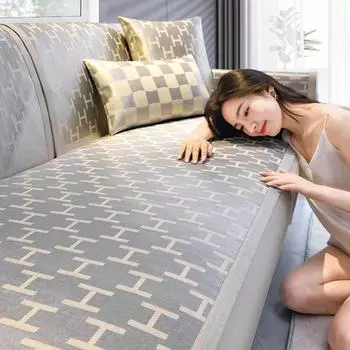 Летний дышащий коврик из ротанга Ice Silk, диванная подушка, летний коврик, нескользящий чехол для дивана, пылезащитный чехол для гостиной, прямой ряд, чехол для дивана, полотенце 60*60cm