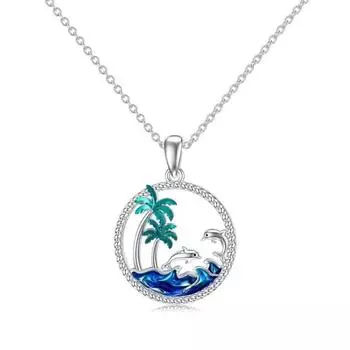 Летний стиль, новое ожерелье с подвеской из кокосовой пальмы Blue Ocean, полое модное ожерелье