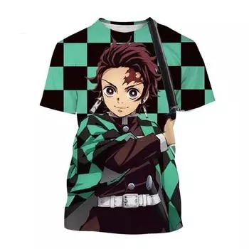 Летняя аниме «Убийца демонов» Kimetsu no Yaiba Kamado Nezuko Kochou Shinobu Косплэй модная футболка с 3D принтом с коротким рукавом S