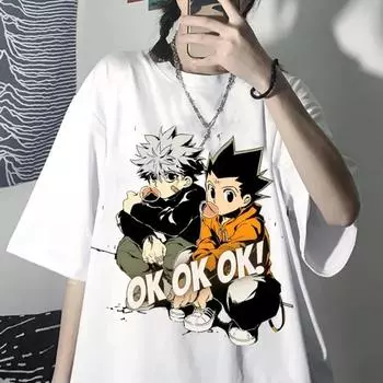 Летняя футболка Girl Hunter X Hunter Футболка с принтом аниме Harajuku Уличная одежда Верхняя повседневная футболка с короткими рукавами L