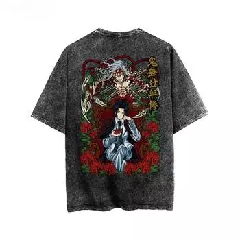 Летняя футболка с коротким рукавом в стиле ретро с мультяшным принтом, модная повседневная удобная дышащая футболка с коротким рукавом S чёрный