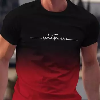 Летняя футболка с принтом «Whatever Gradient» с круглым вырезом для мужчин, модная повседневная футболка с коротким рукавом, мужская футболка, одежда для мужчин S