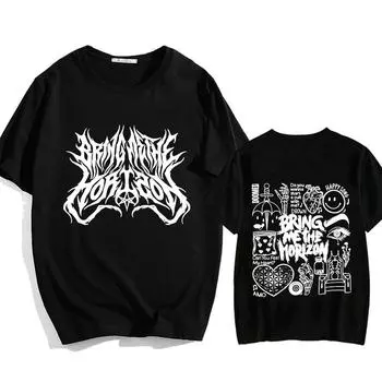 Летняя хлопковая футболка BMTH BringMe TheHorizon, хлопковая футболка с графическим принтом и круглым вырезом, Ropa Mujer, повседневная одежда S белый