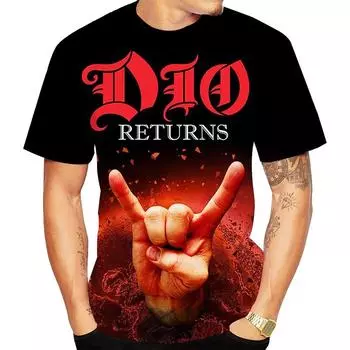 Летняя мода Heavy Metal Band Dio Casual Большой размер Мужская футболка с 3D-принтом с коротким рукавом S белый
