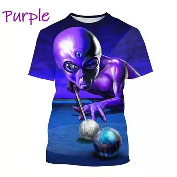 Летняя мода, мужской спортивный топ, забавная мужская футболка с 3D принтом «инопланетянин», с короткими рукавами, повседневная футболка в стиле хип-хоп с круглым вырезом 6XL