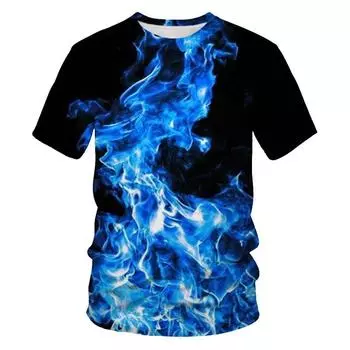 Летняя модная уличная мужская футболка Flame с 3D цифровым принтом и короткими рукавами, футболки