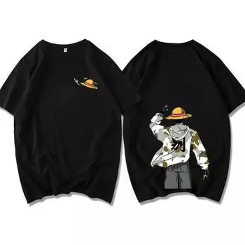 Летняя мужская хлопковая футболка с японским аниме Monkey D Luffy повседневная уличная модная футболка с коротким рукавом топы футболки мужская одежда M