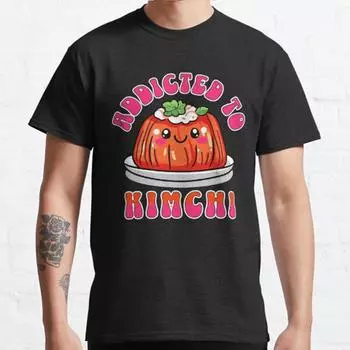 Летняя мужская мода повседневная футболка с короткими рукавами Addicted To Kimchi черные футболки большого размера S чёрный