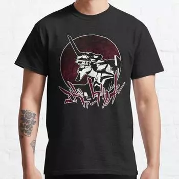 Летняя мужская мода повседневные футболки с короткими рукавами EVANGELION эксклюзивные черные футболки больших размеров S синий