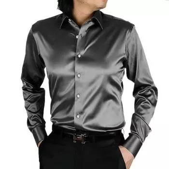 Летняя мужская мода повседневные рубашки с длинным рукавом Fit Party Shirt Top Blouse S белый