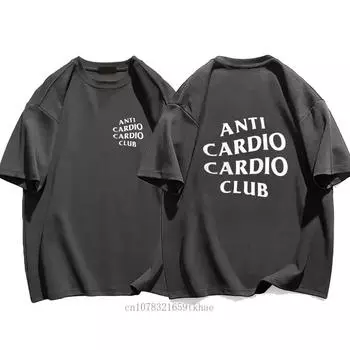 Летняя мужская одежда Oversize Anti Cardio Club Футболка Gym Print Футболка из хлопка для женщин Oversize Мужская футболка Лето S