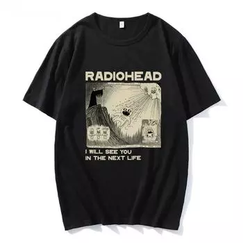 Летняя новая футболка больших размеров для пар. Горячая футболка Radiohead с изображением рок-группы, винтажные музыкальные фанаты, унисекс, футболки унисекс, одежда с коротким рукавом. L