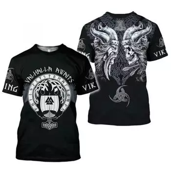 Летняя новая мужская рубашка Viking 3dt с принтом, мужская футболка Craze Punk, мужской топ Harajuku S