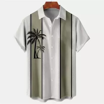 Летняя рубашка с коротким рукавом Coconut Tree, большой размер, летняя повседневная рубашка с элементами дизайна, мужские топы, рубашка S