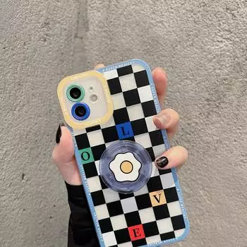 Letter Grid Clear Case for iPhone 15 Pro, 14, XS Max, XR with Stand Apple 11