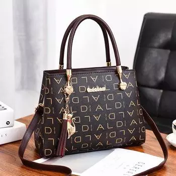 Letter Print Adl Handbag With Zipper Closure Single Shoulder Crossbody Bag Gift