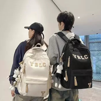 Letter Student Schoolbag Women Lightweight Backpack Men Large Capacity Travel Backpack серый
