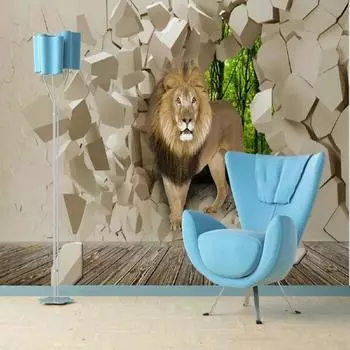 Лев из каменной стены фреска фон графические обои для гостиной спальни 3d обои 200 cm(W) x 140 cm(H)