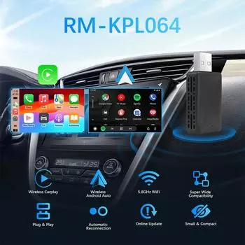 LEXXSON Mini Wireless Apple CarPlay адаптер Портативный Smart Mini Box Plug and Play BT WiFi для автомобильного радио с OEM проводным CarPlay