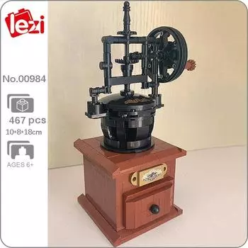 Lezi 00984, классическая ручная кофеварка в стиле ретро, ящик для напитков, DIY мини-конструкторы, строительные игрушки для детей, без коробки