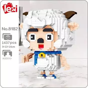 Lezi 8182 Lucky Smart Sheep Stupid Wolf мультфильм животных монстр домашнее животное мини алмазные блоки кирпичи строительные игрушки для детей без коробки