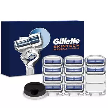 Лезвия для ручной бритвы Gillette Skintech, 10 упаковок + подставка для бритвы, 1 комплект, 1 комплект 136927817